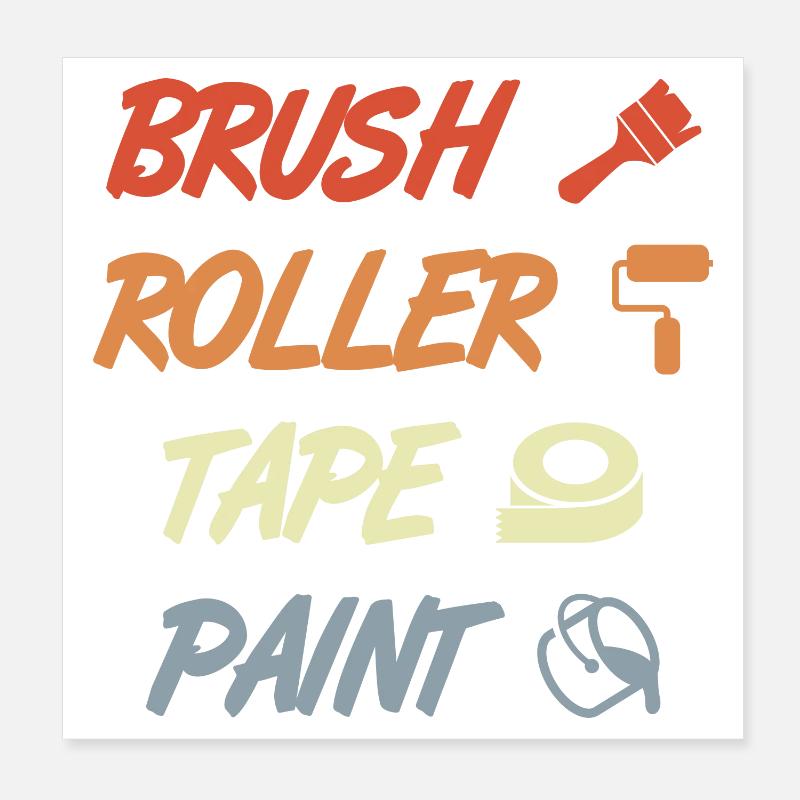 Brush Roller Tape Paint Poster 8" x 8" (20x20 cm)