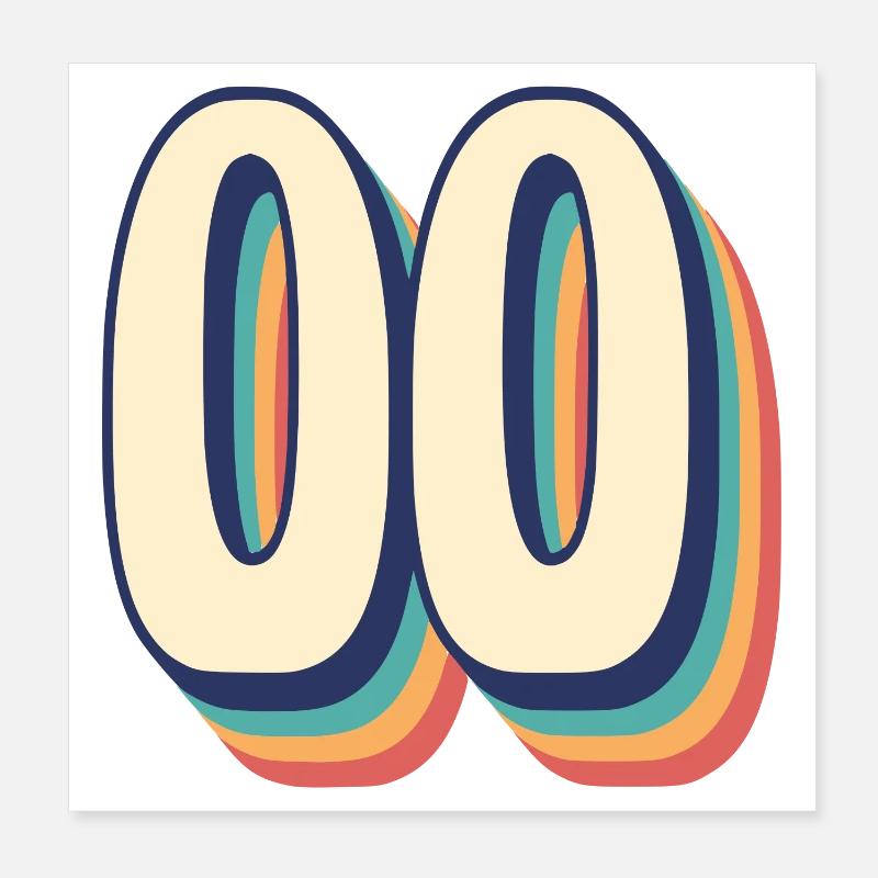 Vintage rétro T Shirt numéro 00 zéro zéro Poster 20 x 20 cm