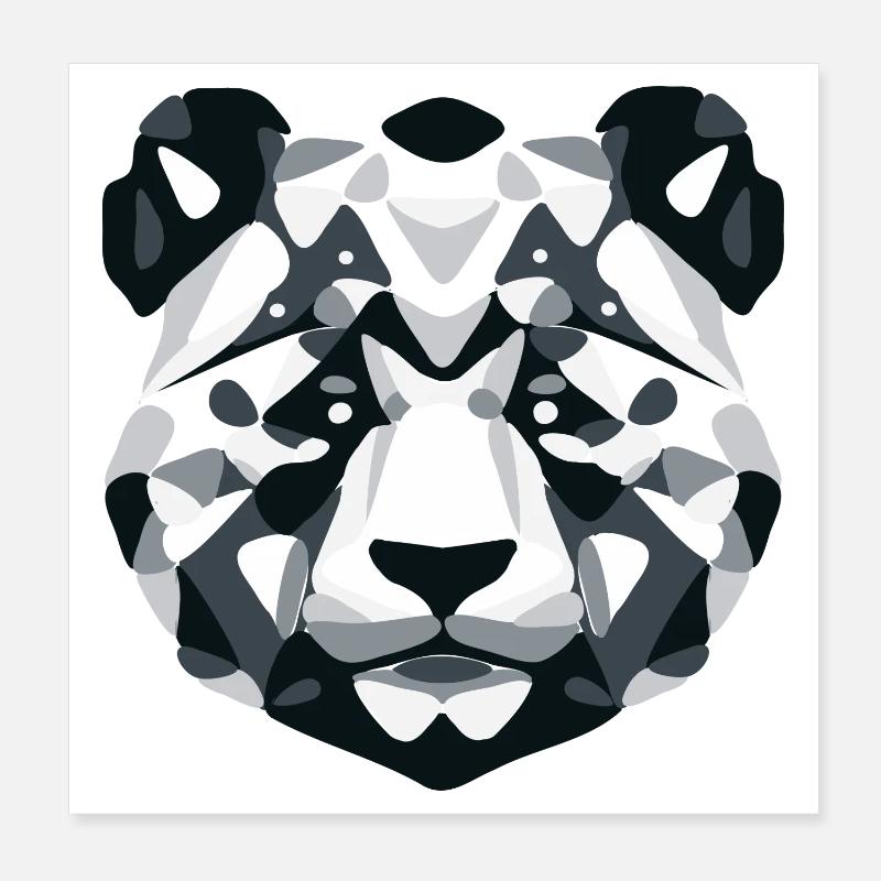 Geometric Panda Monochrome Poster 8" x 8" (20x20 cm)