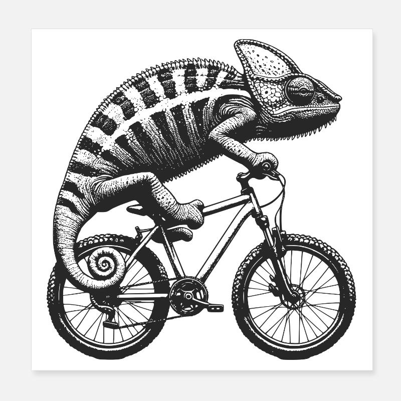 Radfahrendes Chamäleon Poster 20x20 cm