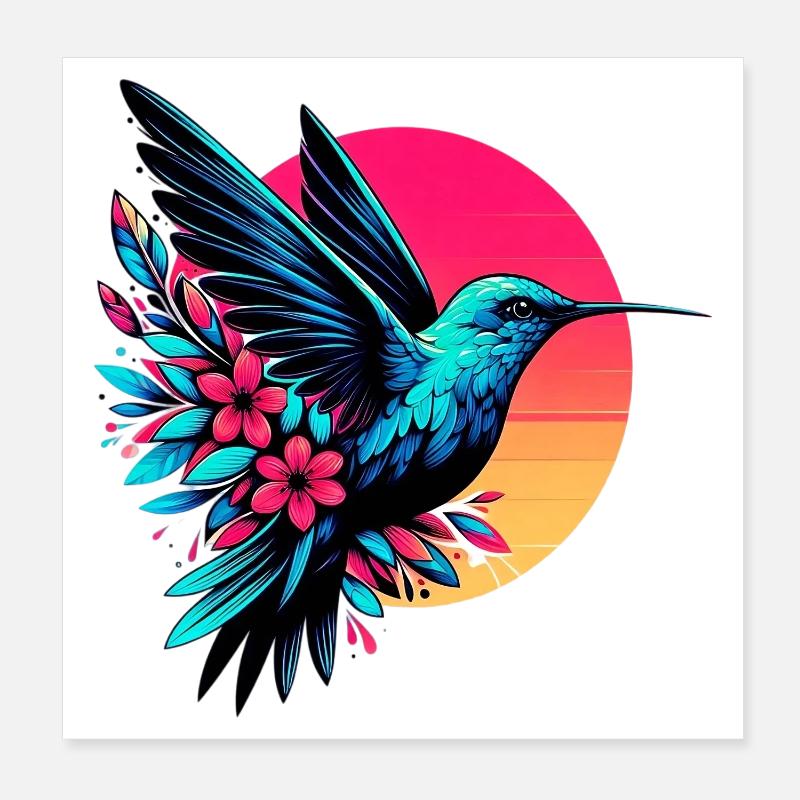 Kolibri - Poster 20x20 cm - Weiß