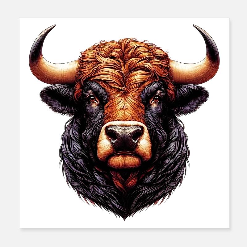 Bull Poster 8" x 8" (20x20 cm)