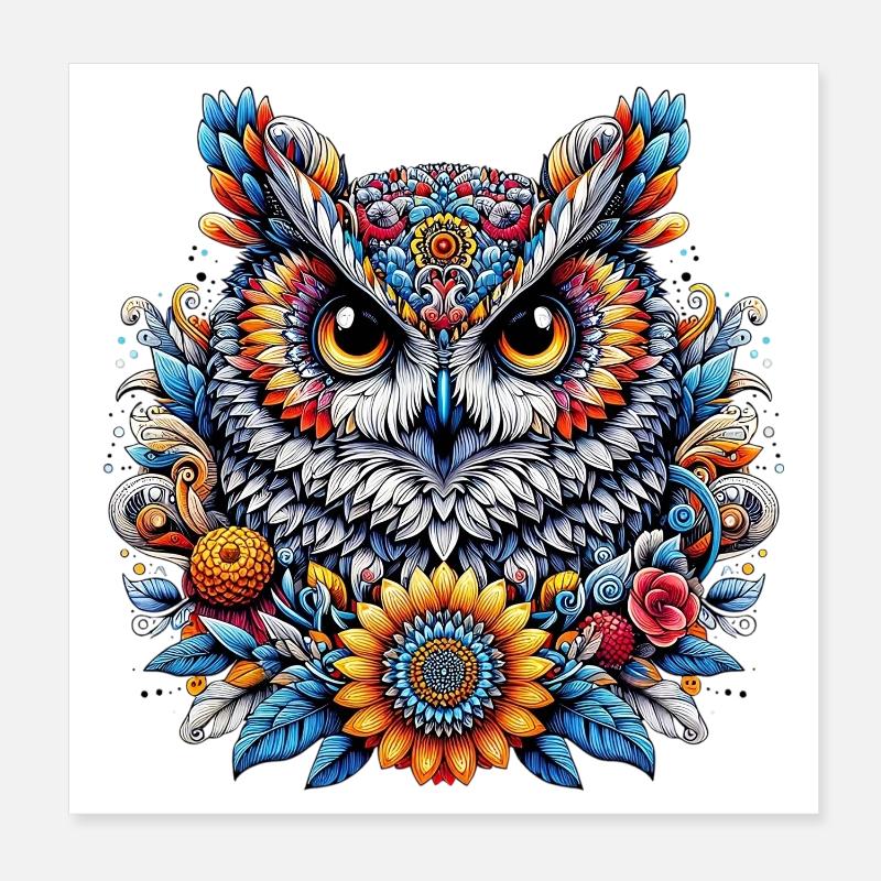 Owl Poster 8" x 8" (20x20 cm)