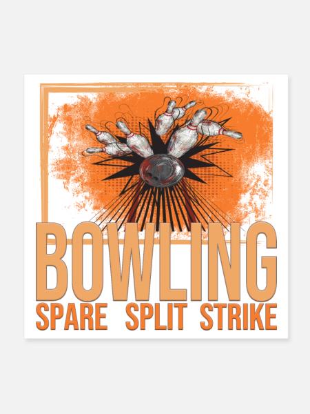Bowling - Spare - Split - Strike - Poster 20x20 cm - Weiß - Vorne