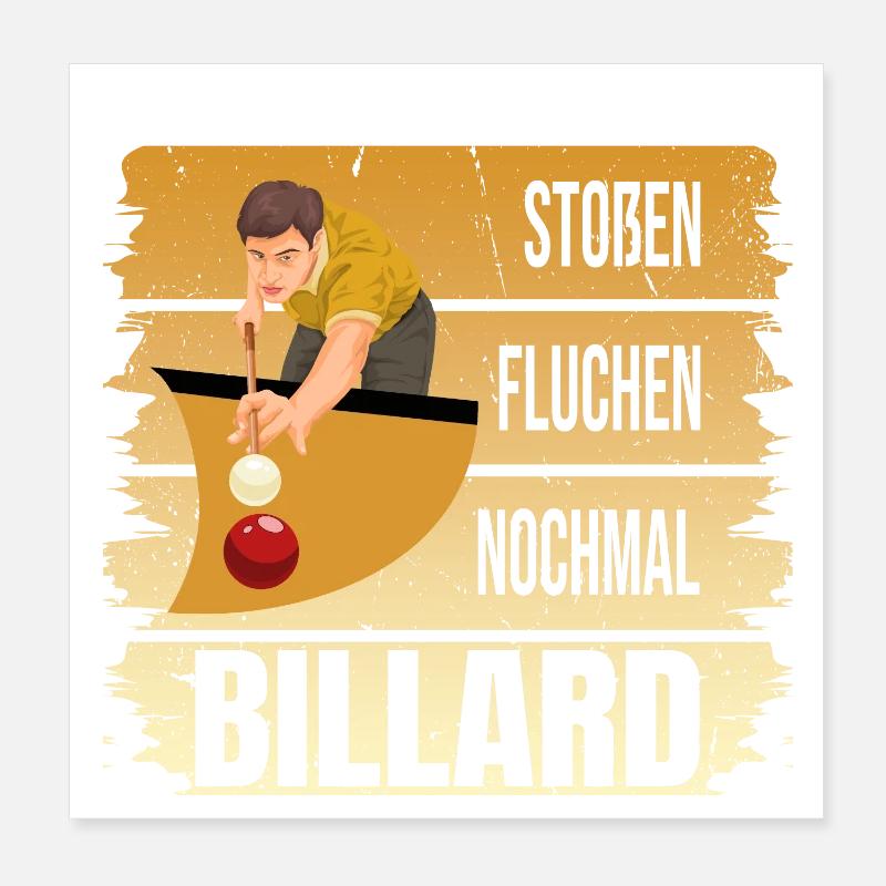 Stoßen - Fluchen - Nochmal - Billard Poster 20x20 cm