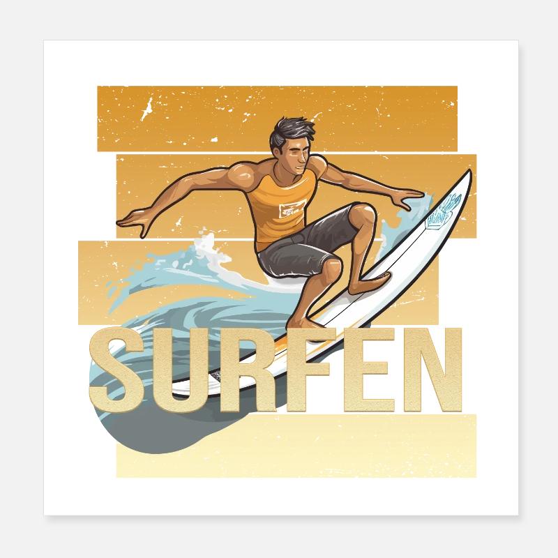 Surfen Poster 20x20 cm