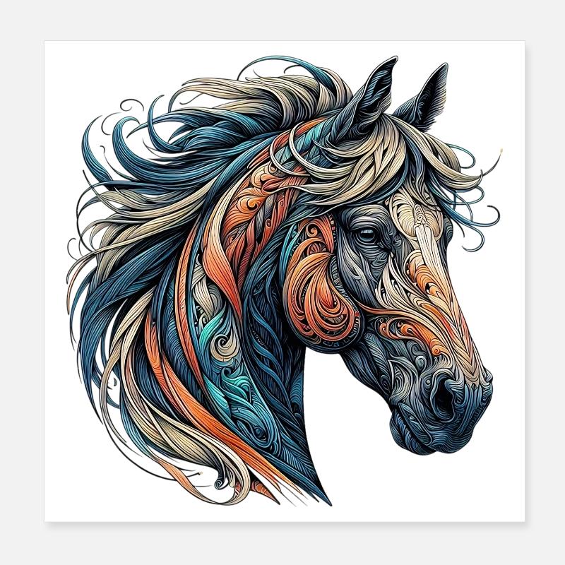 Horse Poster 8" x 8" (20x20 cm)