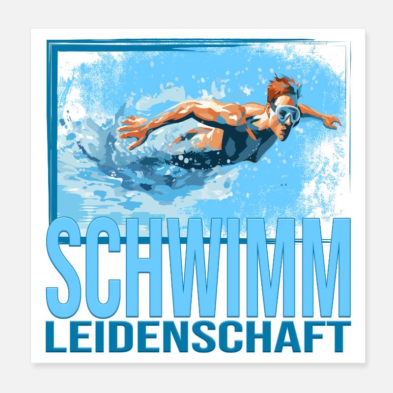 Schwimm Leidenschaft - Poster 20x20 cm - Weiß