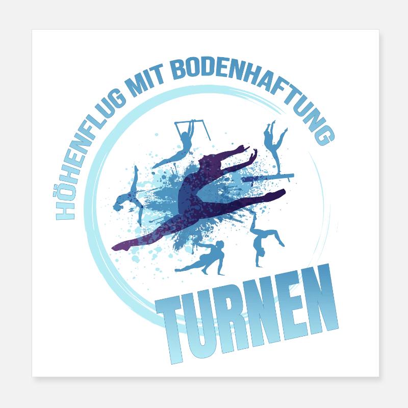 Höhenflug mit Bodenhaftung - Turnen - Poster 20x20 cm - Weiß