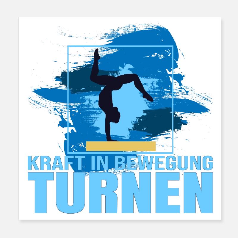 Kraft in Bewegung- Turnen - Poster 20x20 cm - Weiß