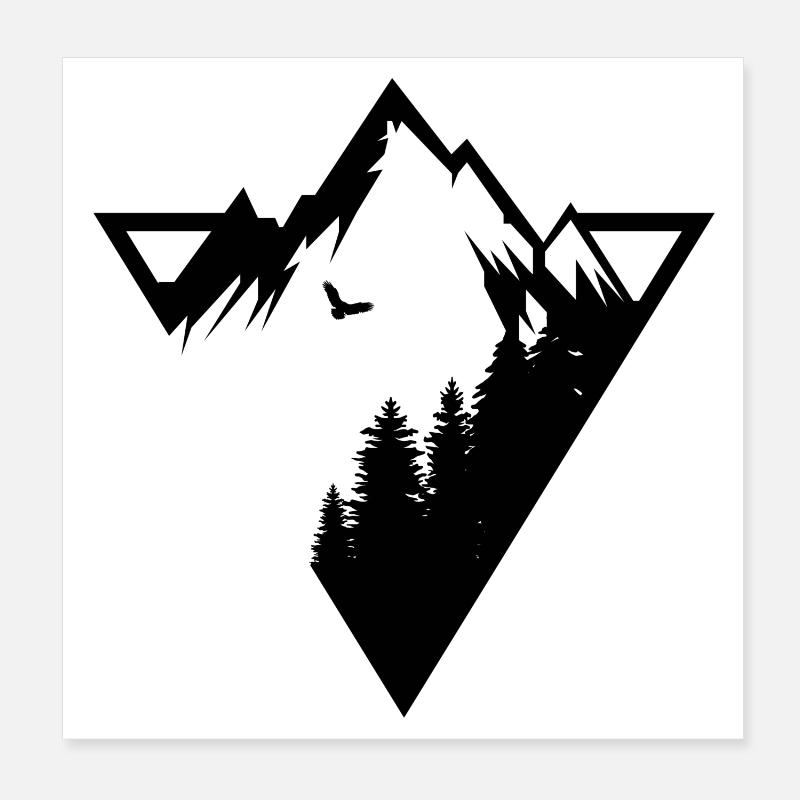 Berg - Poster 20x20 cm - Weiß