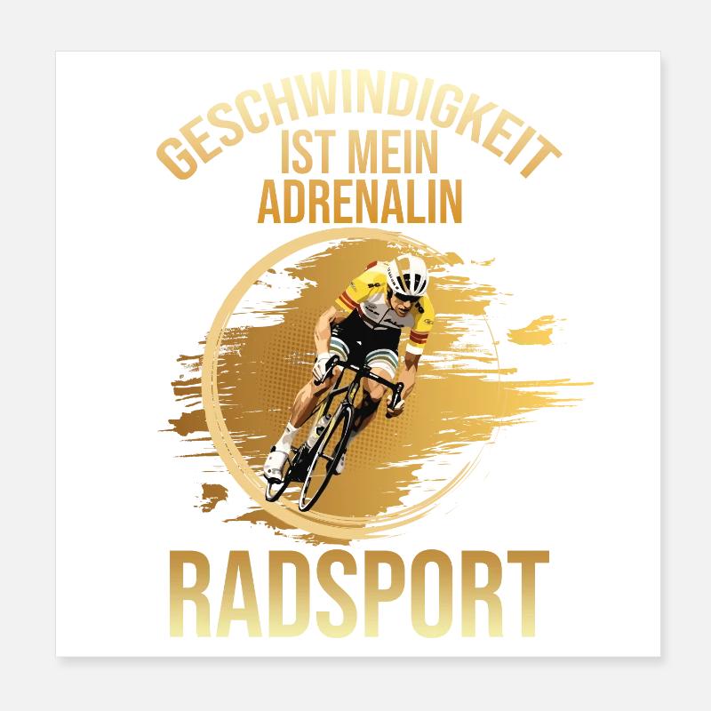 Geschwindigkeit ist mein Adrenalin - Radsport - Poster 20x20 cm - Weiß