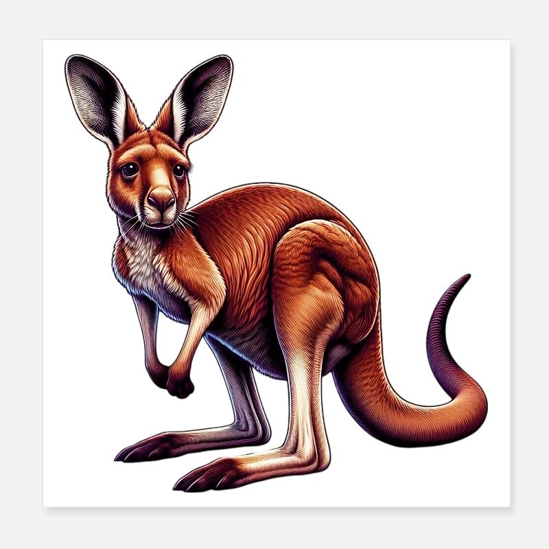 Kangaroo Poster 8" x 8" (20x20 cm)