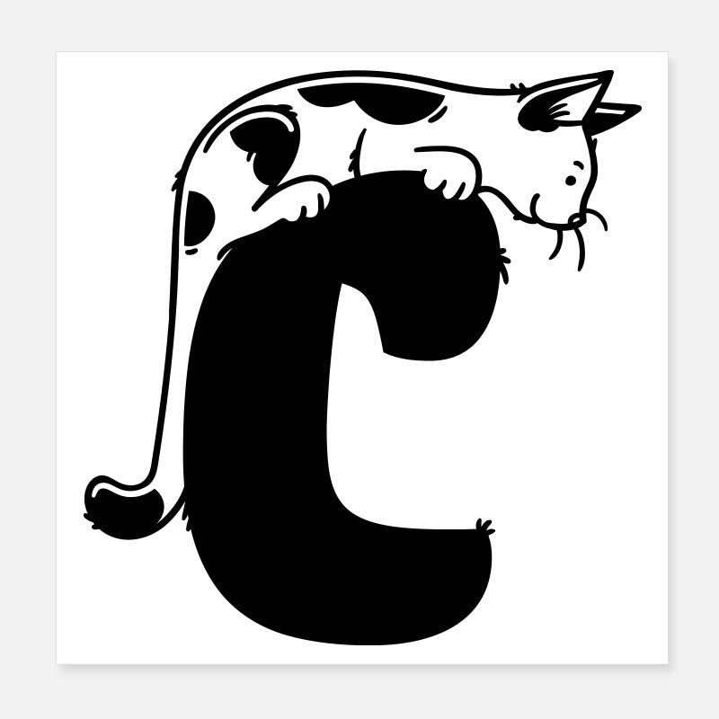 Katze Buchstabe C Poster 20x20 cm