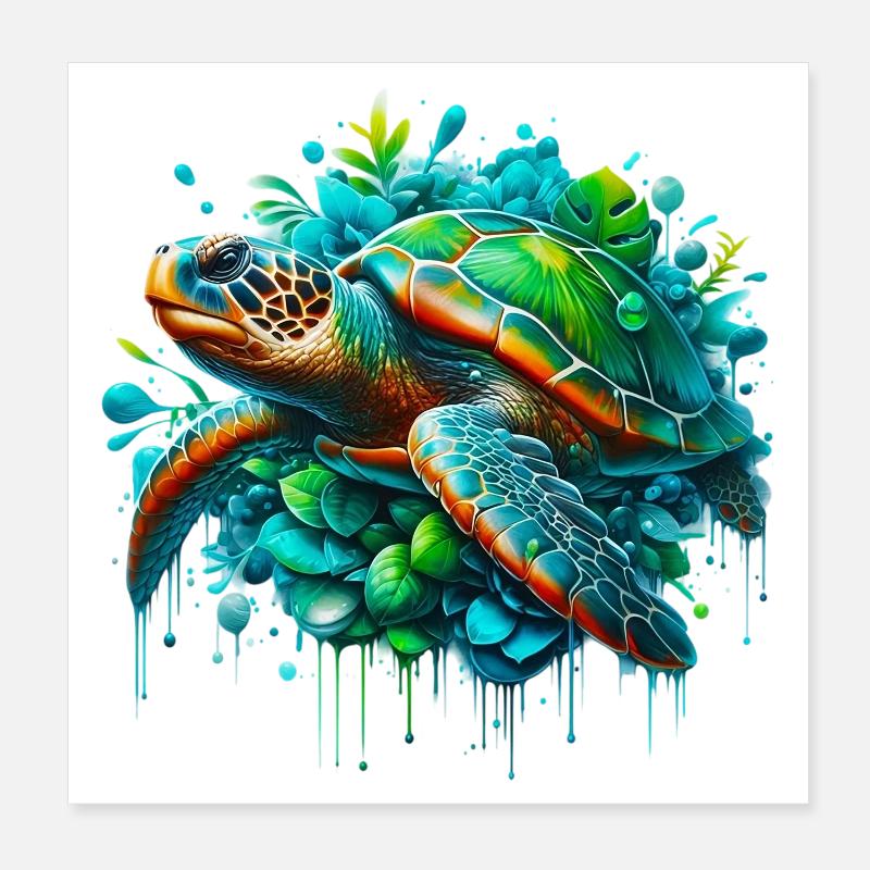 Turtle Poster 8" x 8" (20x20 cm)