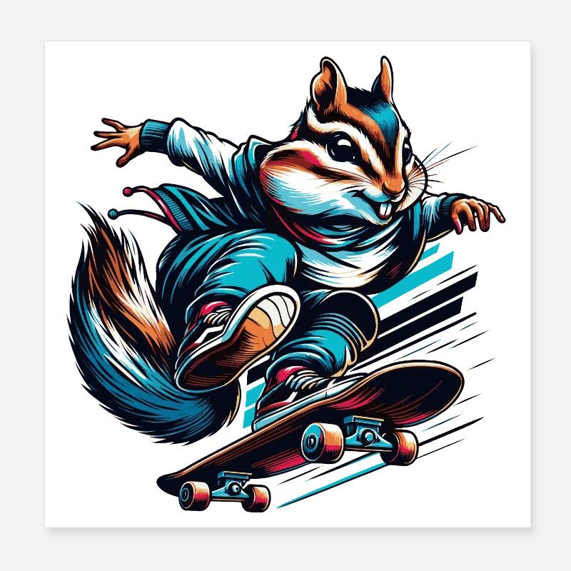 Tamia cool sur un skateboard Poster 20 x 20 cm