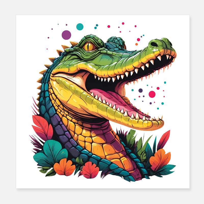Crocodile Head Poster 8" x 8" (20x20 cm)