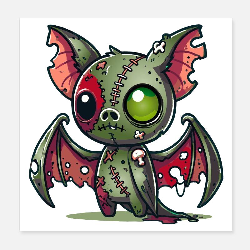 Chauve-souris zombie effrayante pour s’amuser à Halloween Poster 20 x 20 cm