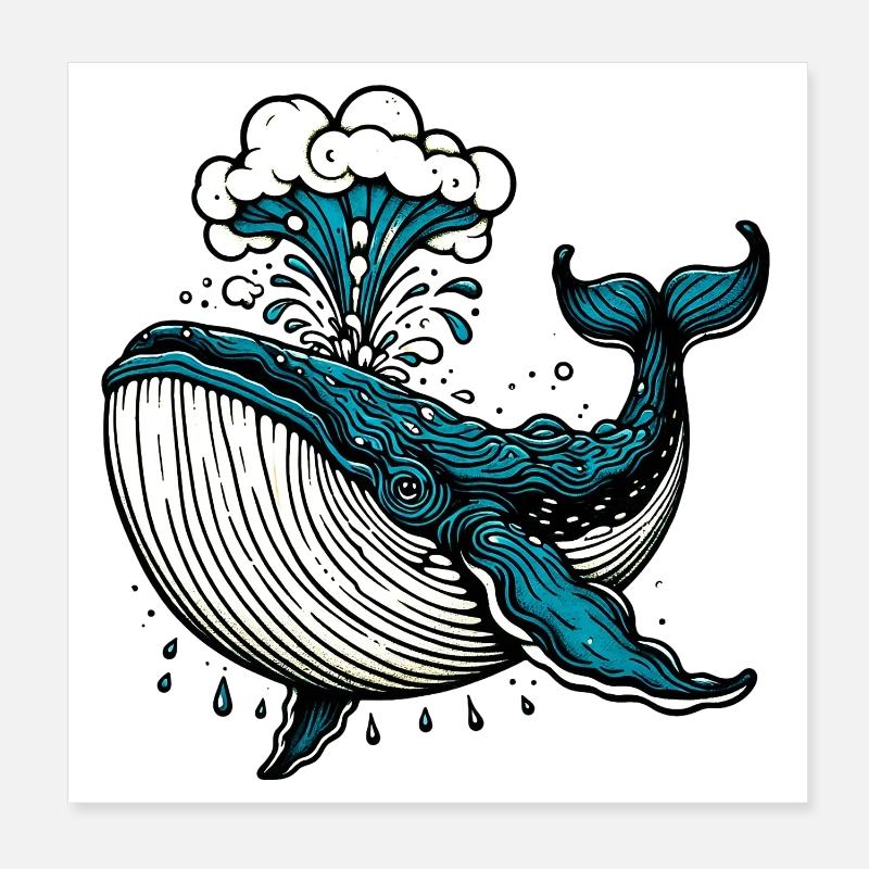 Whale Poster 8" x 8" (20x20 cm)