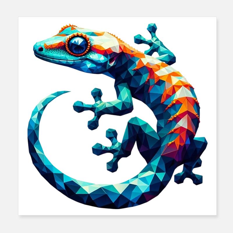 Polygonaler Gecko Poster 20x20 cm