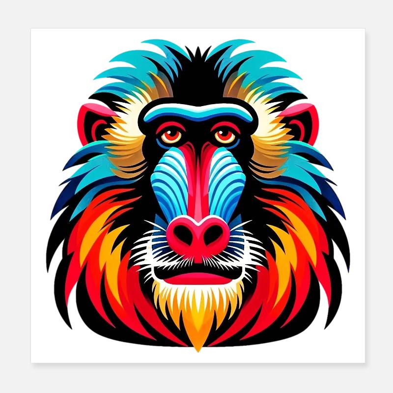 Mandrill-Affe Poster 20x20 cm