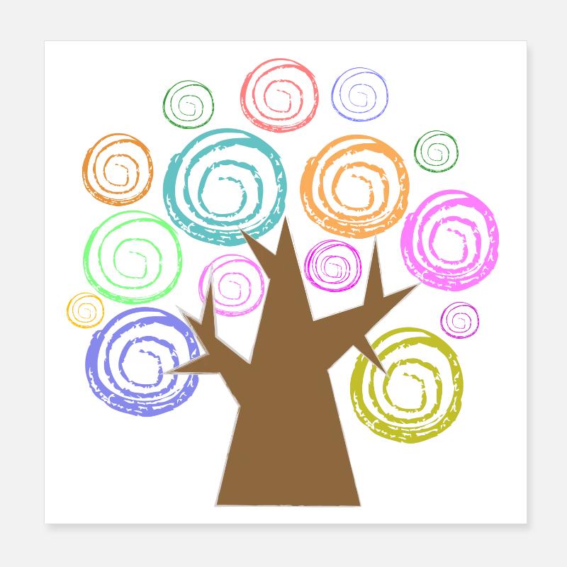 Conception d’arbre en spirale colorée Poster 20 x 20 cm