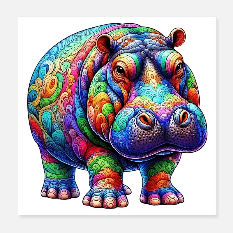 Hippopotame Poster 20 x 20 cm