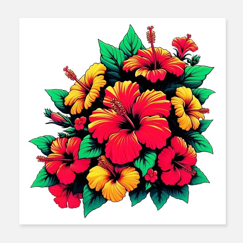 Fleurs d’hibiscus Poster 20 x 20 cm