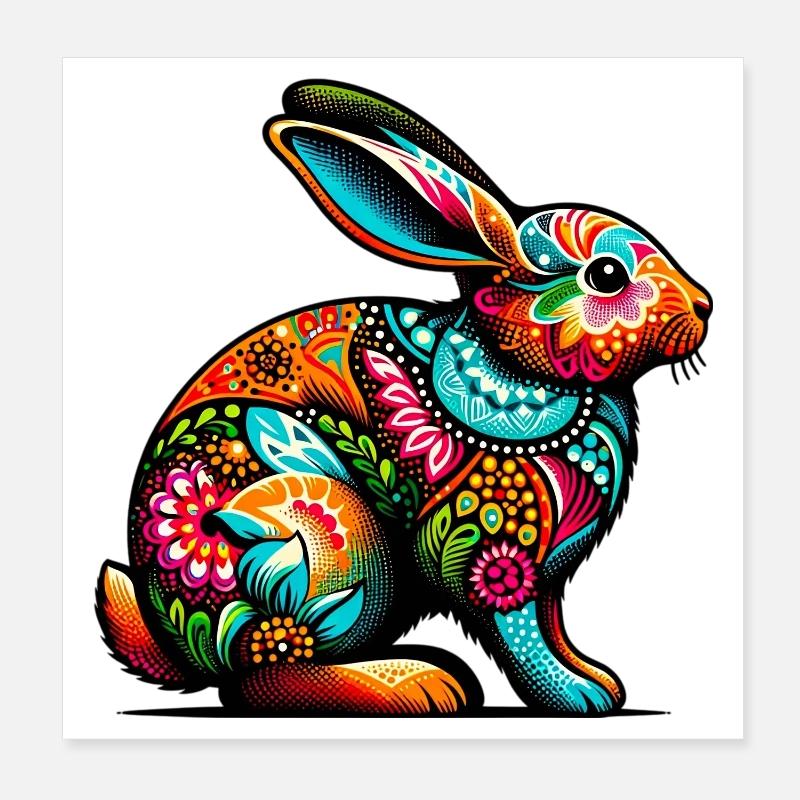 Rabbit Poster 8" x 8" (20x20 cm)