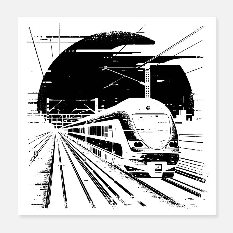Eisenbahn Skizze Poster 20x20 cm