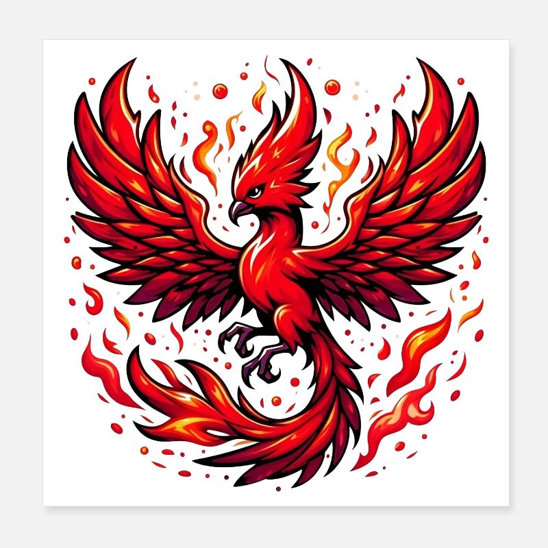 Red Phoenix Poster 8" x 8" (20x20 cm)