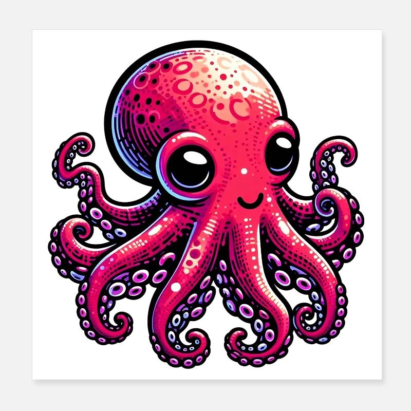 Octopus Poster 8" x 8" (20x20 cm)