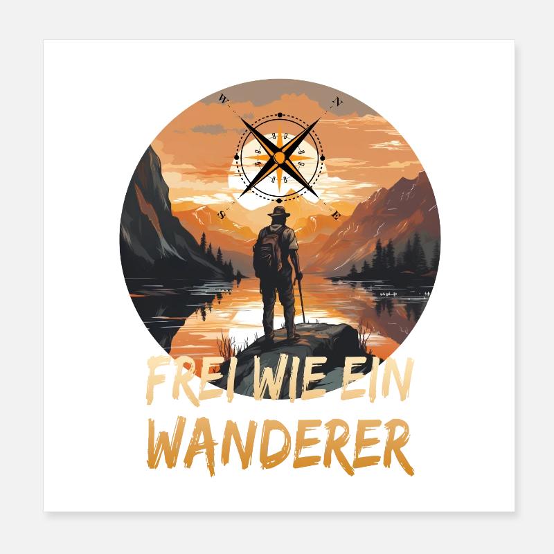 Frei wie ein Wanderer Poster 20x20 cm