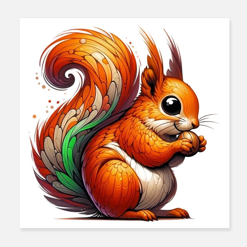 Squirrel Poster 8" x 8" (20x20 cm)