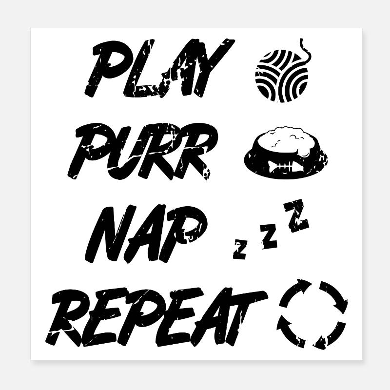 Katzen Routine Poster 20x20 cm
