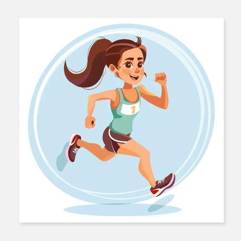 Läuferin im Comic-Stil Poster 20x20 cm