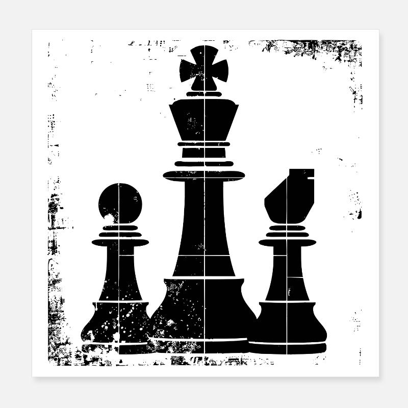Chess Pieces Drawing Poster 8" x 8" (20x20 cm)