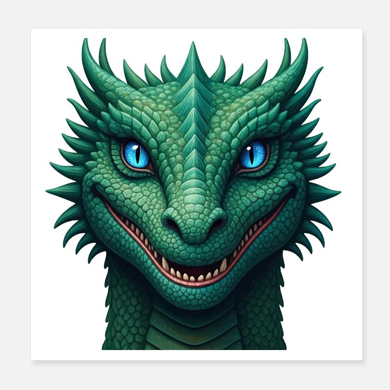 Emerald Dragon Crest Poster 8" x 8" (20x20 cm)