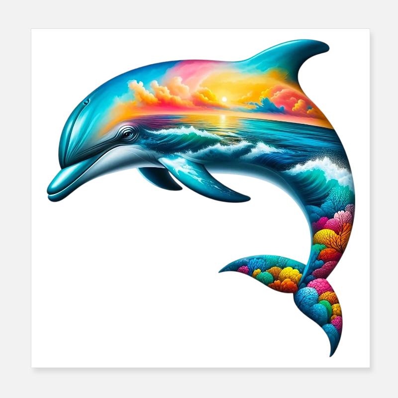 Delfin Poster 20x20 cm