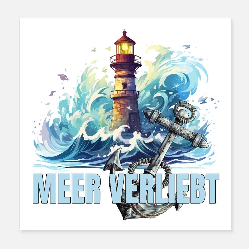 Meer verliebt - Poster 20x20 cm - Weiß