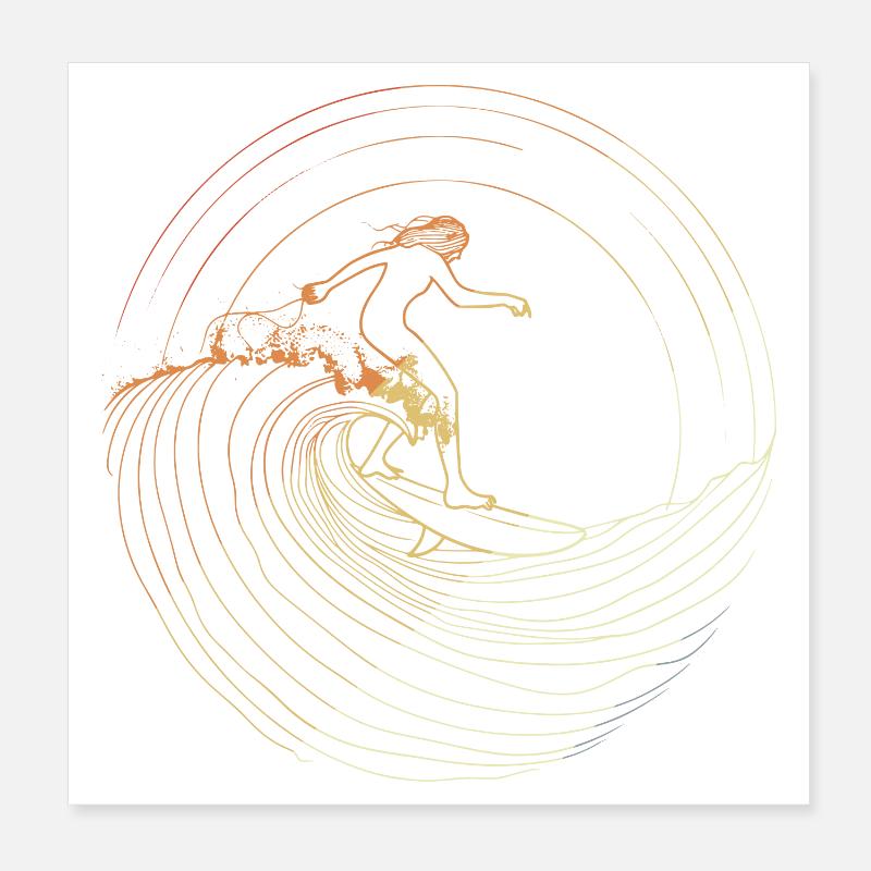 Croquis de surfeuse Poster 20 x 20 cm