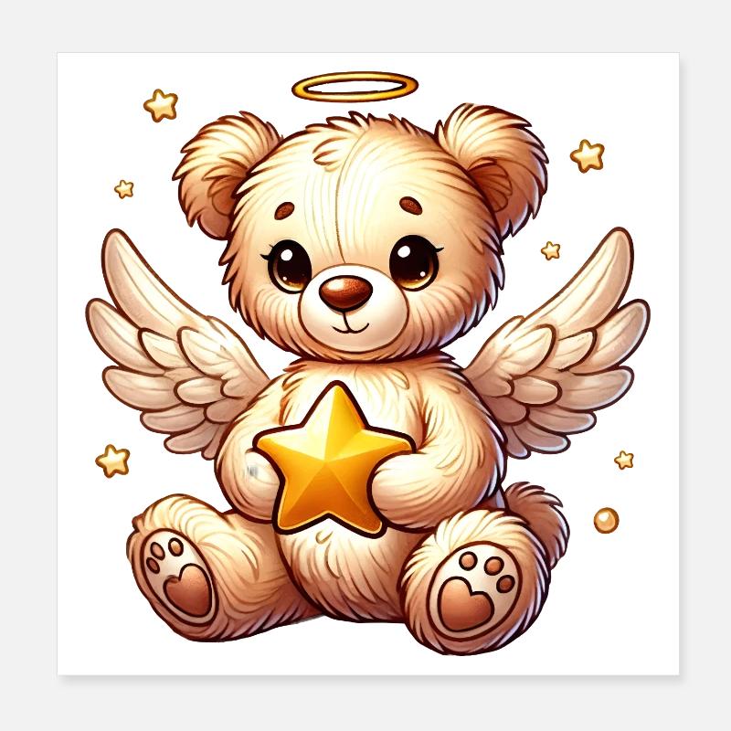 Ours en peluche ange doux compagnon de Noël Poster 20 x 20 cm