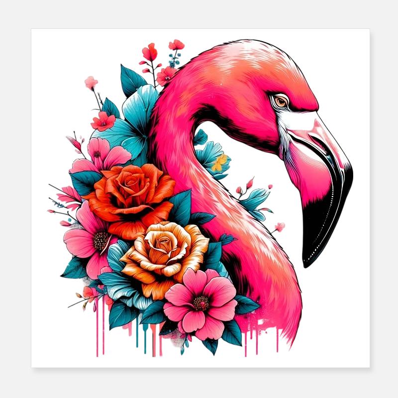 Flamant Poster 20 x 20 cm