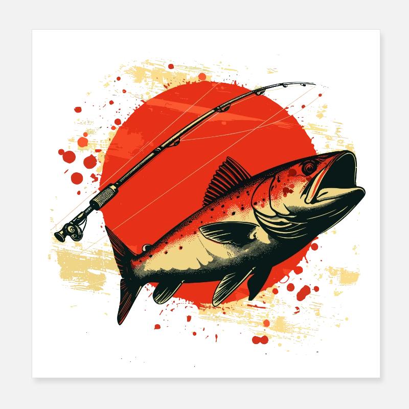 Fischen Grafik Poster 20x20 cm