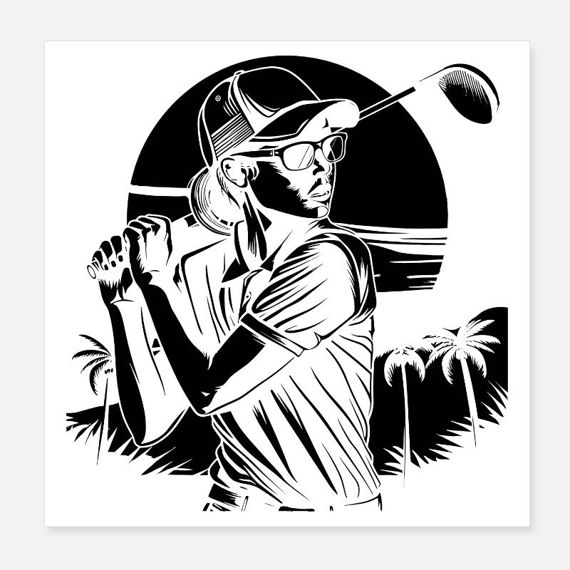 Golfer Drawing Poster 8" x 8" (20x20 cm)