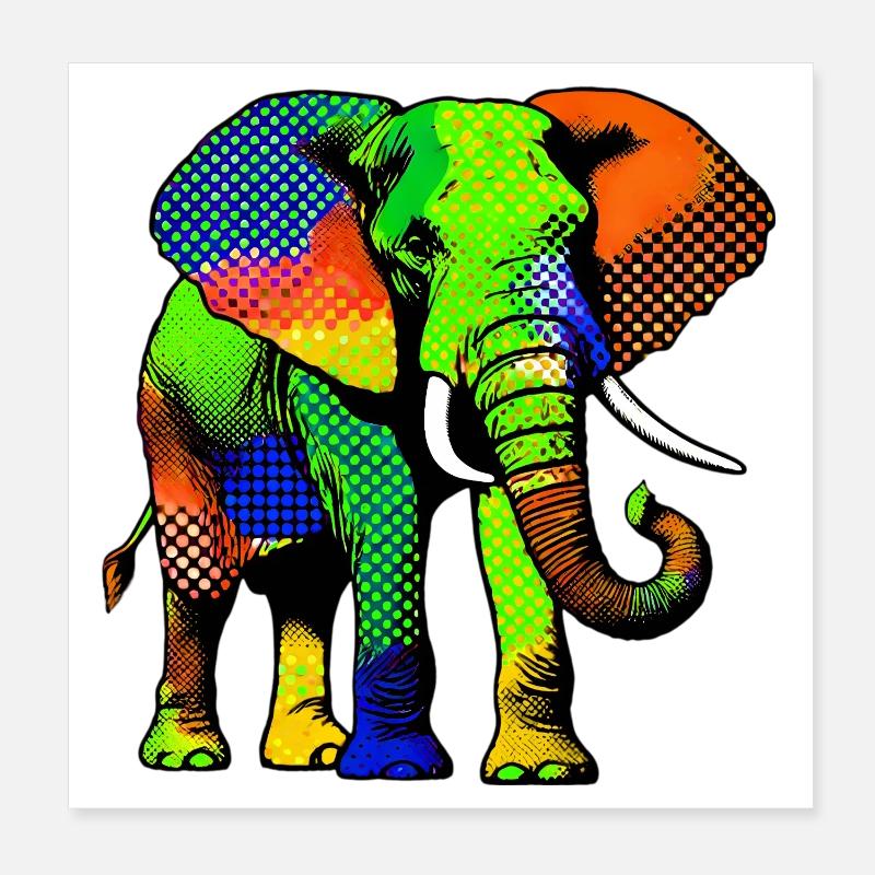 Éléphant Poster 20 x 20 cm