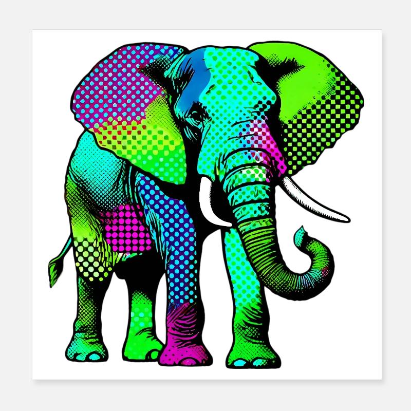 Éléphant Poster 20 x 20 cm
