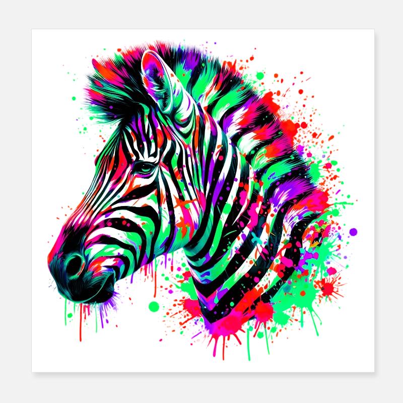Zebra Poster 8" x 8" (20x20 cm)