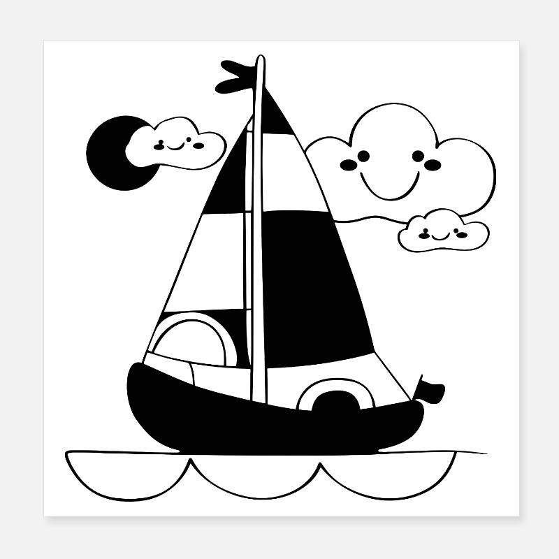 Style de dessin animé à la voile Poster 20 x 20 cm