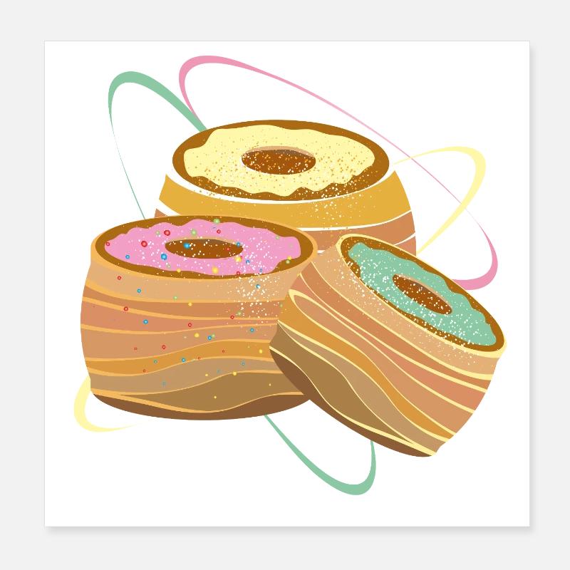Trois Cronuts – Illustration avec une douce séduction Poster 20 x 20 cm